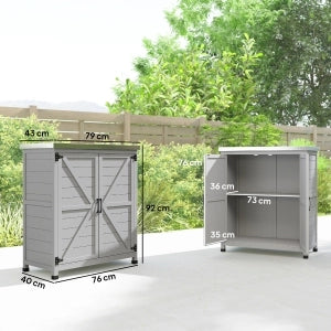ARMADIO DA GIARDINO 79 x 43 x 92 cm Legno Grigio con piano di lavoro