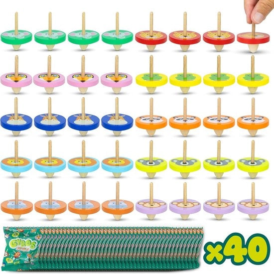 Tolletti in legno per sacchetti da regalo per bambini - Set da 40 decorazioni per sacchetti da regalo