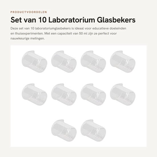 Set di Bicchieri di Laboratorio in Borosilicato 50 Ml Dikke - Pacchetto da 10 - Altezza Chiara - Resistente a Sostanze Acide e Alcaline - Materiale di Alta Qualità - Facile da Pulire - Cilindro di Misura