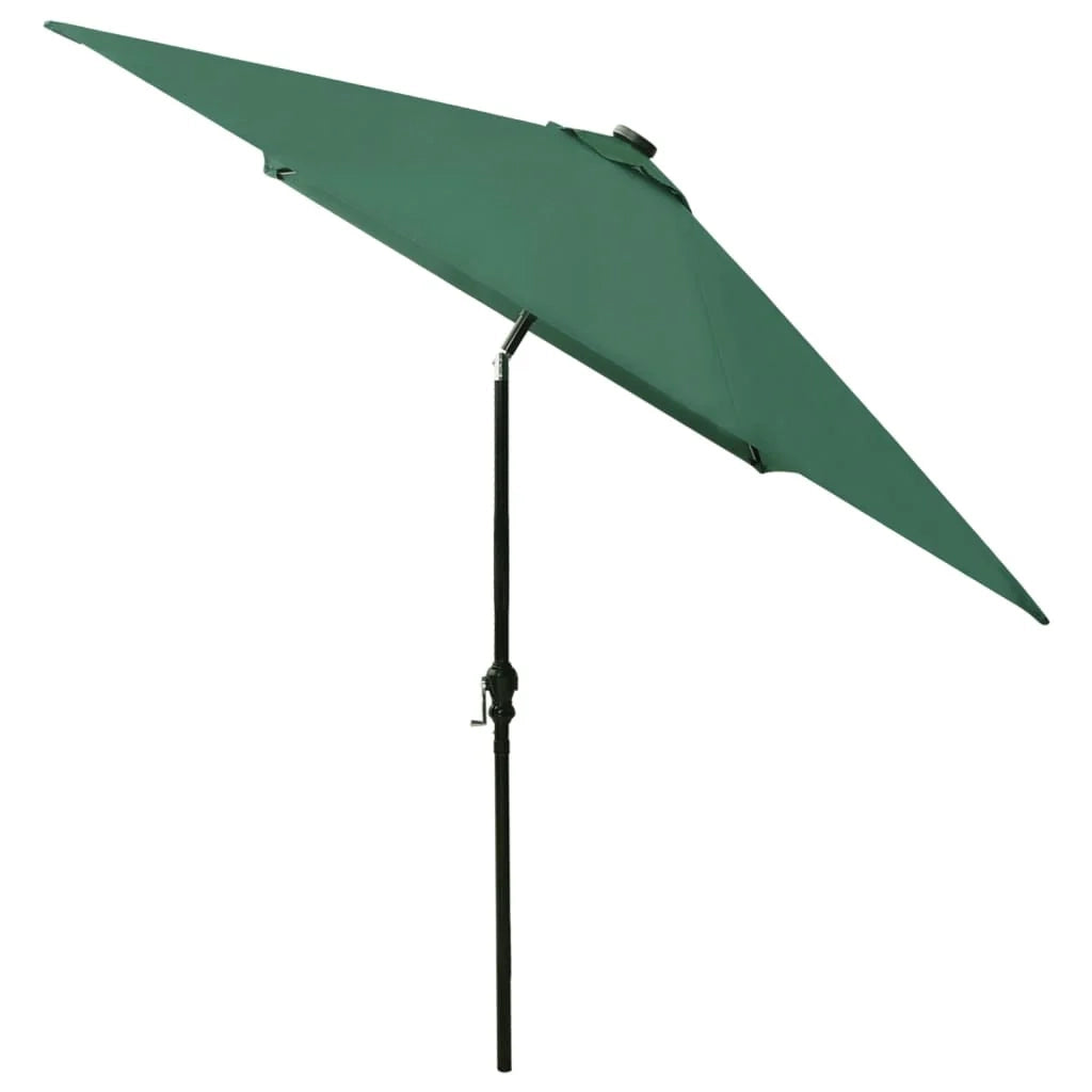 Ombrellone con LED e palo in acciaio verde 2 x 3 m 02_0008073