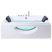Vasca idromassaggio bianco ABS Getti d'acqua massaggianti Luci LED Poggiatesta Massaggio Getti d'Acqua Rettangolare 180 x 85 cm