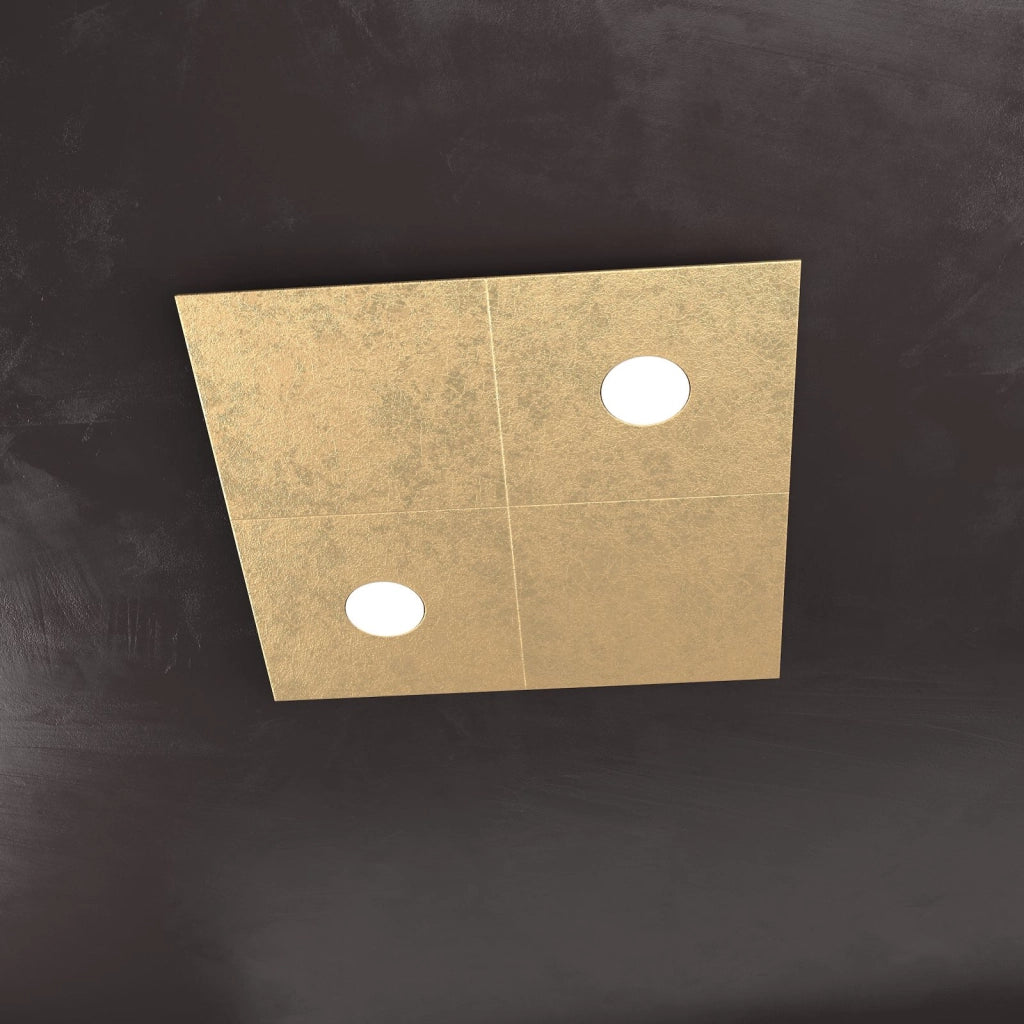 ECCENTRIC APPLIQUE-PLAFONIERA 2 LUCI + 2 DECORATIVO FOGLIA ORO 1156-2L2D-FO