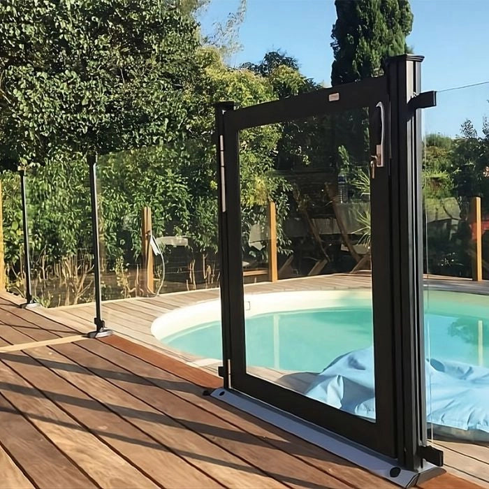 Recinzione Di Sicurezza Per Piscina In Vetro E Alluminio Crystal Shield Sp03 - Kit Modulo 150 X H. 114 Cm Altezza: 114 cm