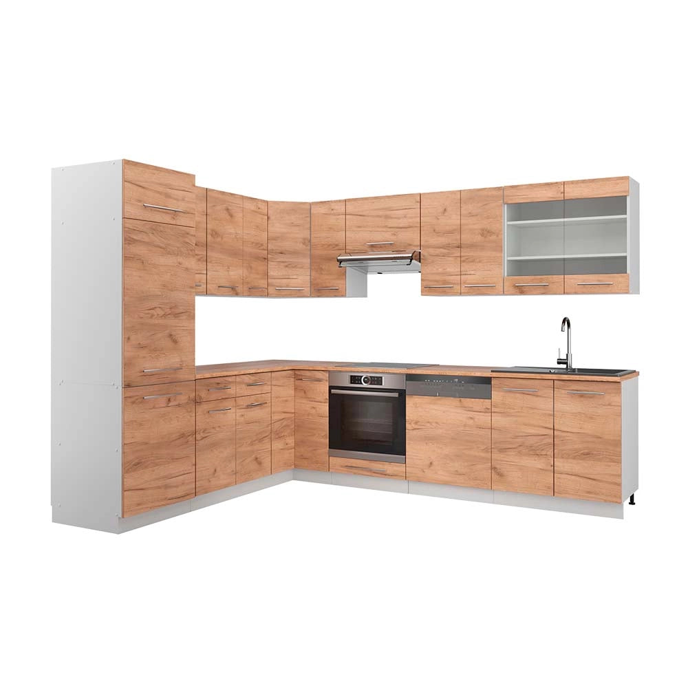 Cucina angolare completa Fame-Line Rovere dorato/Bianco 287 x 60 cm, PL Rovere Vicco