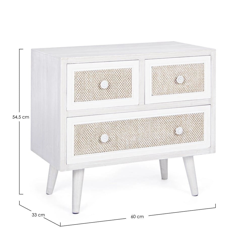 Cassettiera MDF Impiallacciato Bianco Rustico da Interno - EVERETT