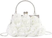 Tas da sera elegante con fiori in seta e catena per donna Tas da sposa Tas da portafoglio