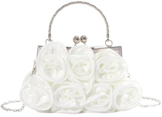 Tas da sera elegante con fiori in seta e catena per donna Tas da sposa Tas da portafoglio