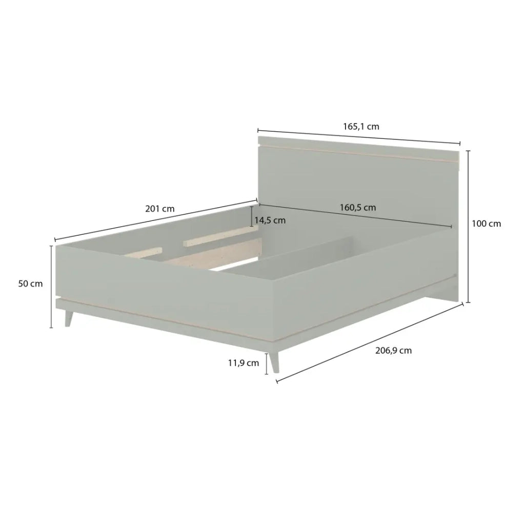 Letto NOKI – 160x200 cm rovere chiaro e moka – Stile scandinavo senza rete
