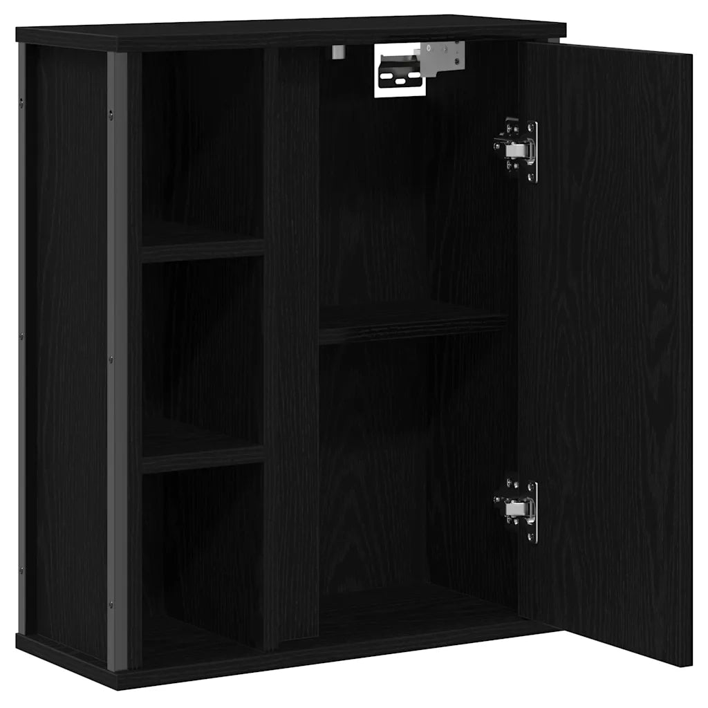 vidaXL Pensile da Bagno con Specchio Rovere Nero 50x21x60 cm
