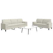 Set di Divani 2 pz con Cuscini e Rinforzi Crema in Velluto 3278499