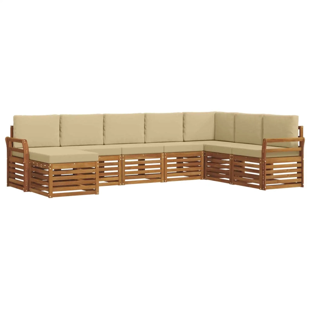 Set di divani da esterno con cuscino 8 pcs Naturale e Beige