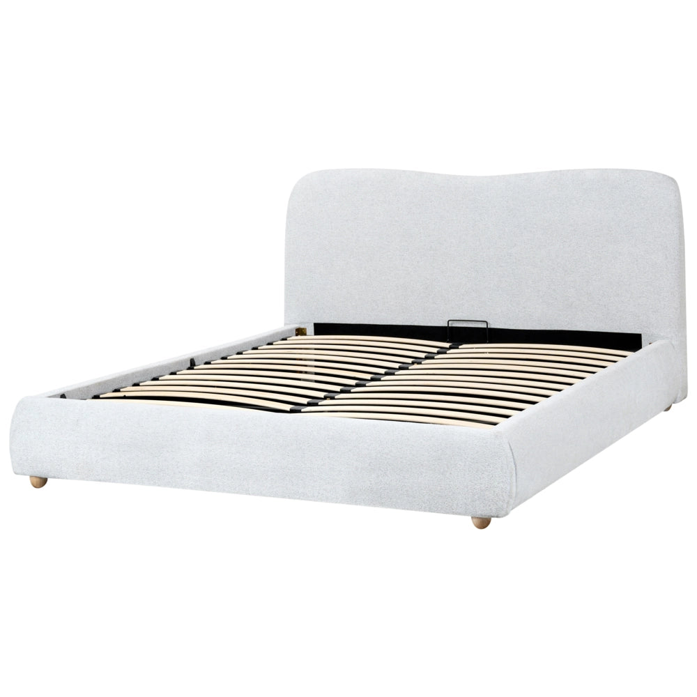 Letto contenitore Tessuto grigio chiaro poliestere 160 x 200 cm Design moderno e minimalista Ottomana