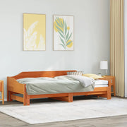 Divano con Letto Estraibile Marrone Cera 80x200cm Massello Pino