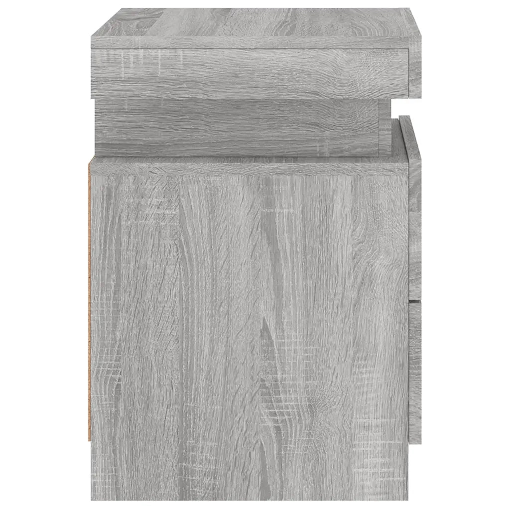 vidaXL Comodini con Luci LED 2pz Grigio Sonoma 35x39x55 cm