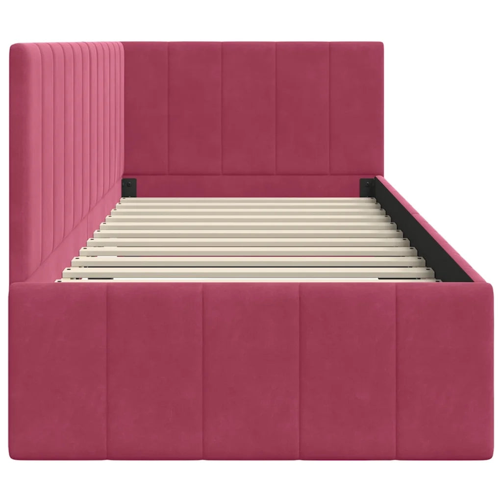 Cornice del letto ad angolo Rosso Vino 80 cm x 200 cm Velluto