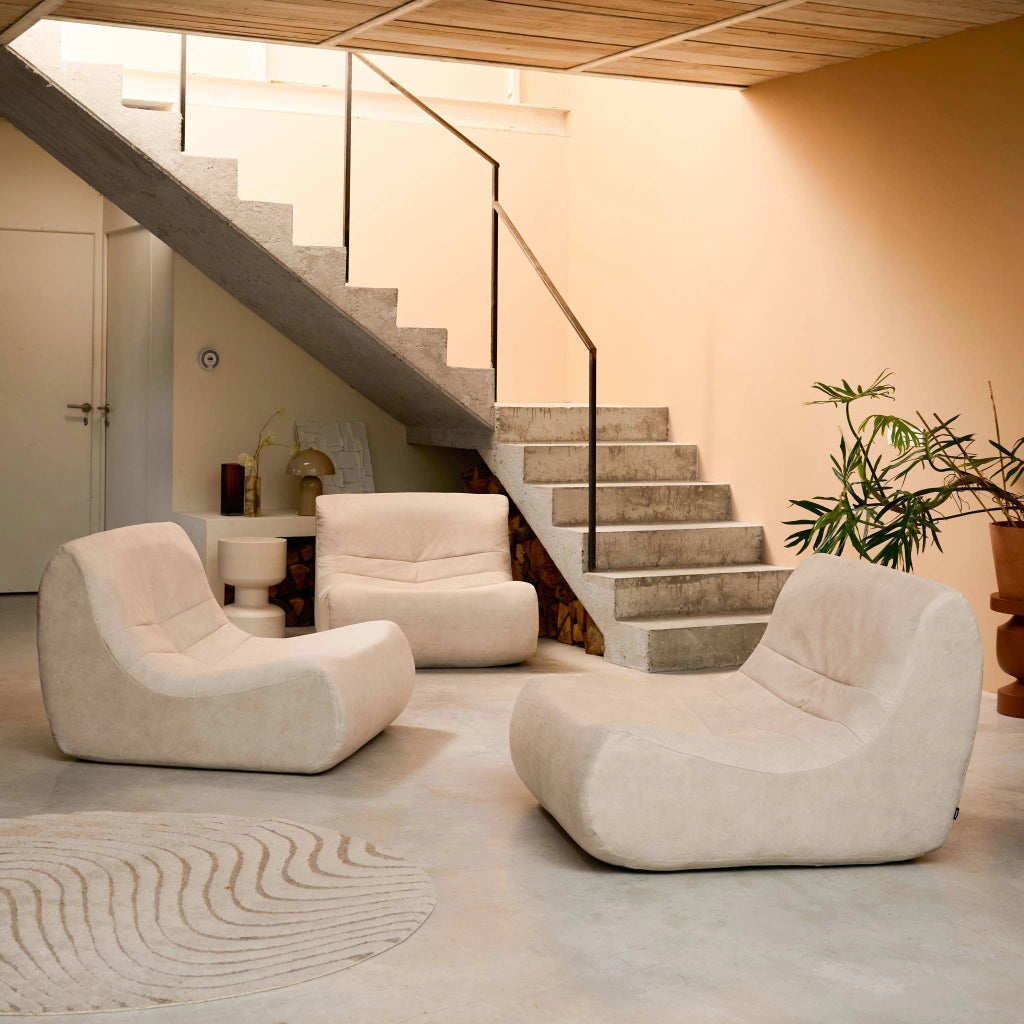 Divano modulare in velluto, 3 posti, beige