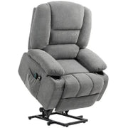 Poltrona Sollevabile Relax Elettrica, Funzione Massaggio e Calore, Inclinazione Regolabile, Poggi Piedi, Telecomandi, Grigio