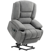 Poltrona Sollevabile Relax Elettrica, Funzione Massaggio e Calore, Inclinazione Regolabile, Poggi Piedi, Telecomandi, Grigio