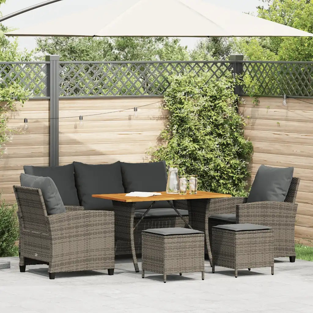 Set Divano da Giardino 6 pz con Cuscini Grigio in Polyrattan 3324587