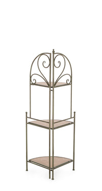 Scaffale Angolare 3 Ripiani 49x33x126 cm in Acciaio Guenda Verde Scuro