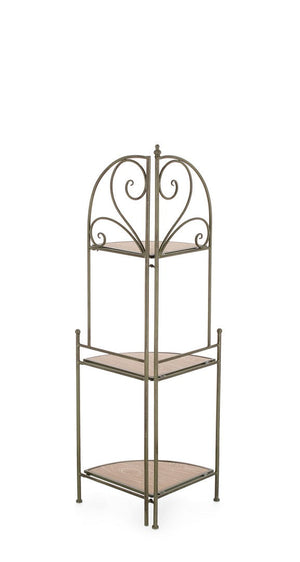 Scaffale Angolare 3 Ripiani 49x33x126 cm in Acciaio Guenda Verde Scuro