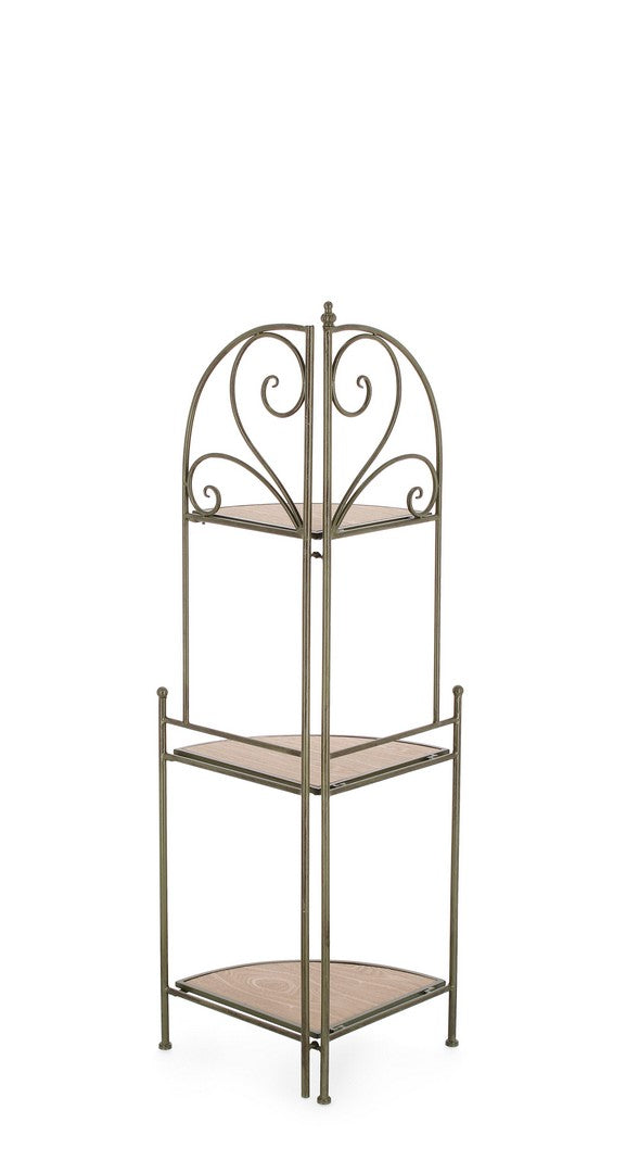 Scaffale Angolare 3 Ripiani 49x33x126 cm in Acciaio Guenda Verde Scuro