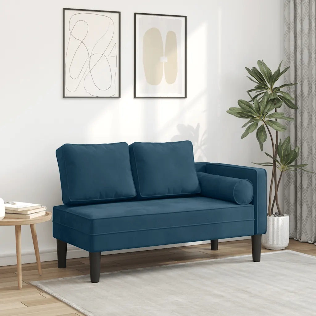 vidaXL Chaise Longue con Cuscini Blu in Velluto