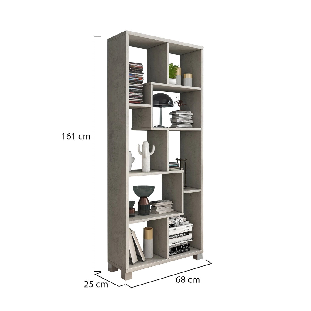 Biblioteca Veniano, Libreria 8 Ripiani, 68x25x161h cm Grigio