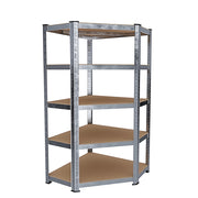 Scaffale Angolare In Metallo E MDF Ad Alta Portata Fino A 875 Kg Con 5 Ripiani Regolabili Per Garage Officina Cantina Capannone Magazzino Design Modulare 180 X 90 X 40 Cm