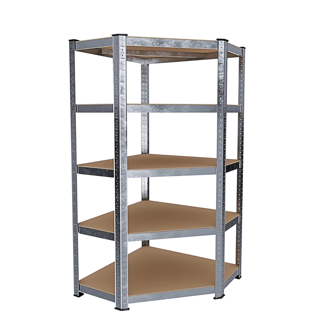 Scaffale Angolare In Metallo E MDF Ad Alta Portata Fino A 875 Kg Con 5 Ripiani Regolabili Per Garage Officina Cantina Capannone Magazzino Design Modulare 180 X 90 X 40 Cm