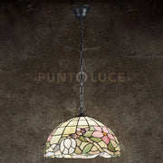 SOSPENSIONE TULIPANO IN VETRO TIFFANY D.40CM 1 LUCE ATTACCO E27