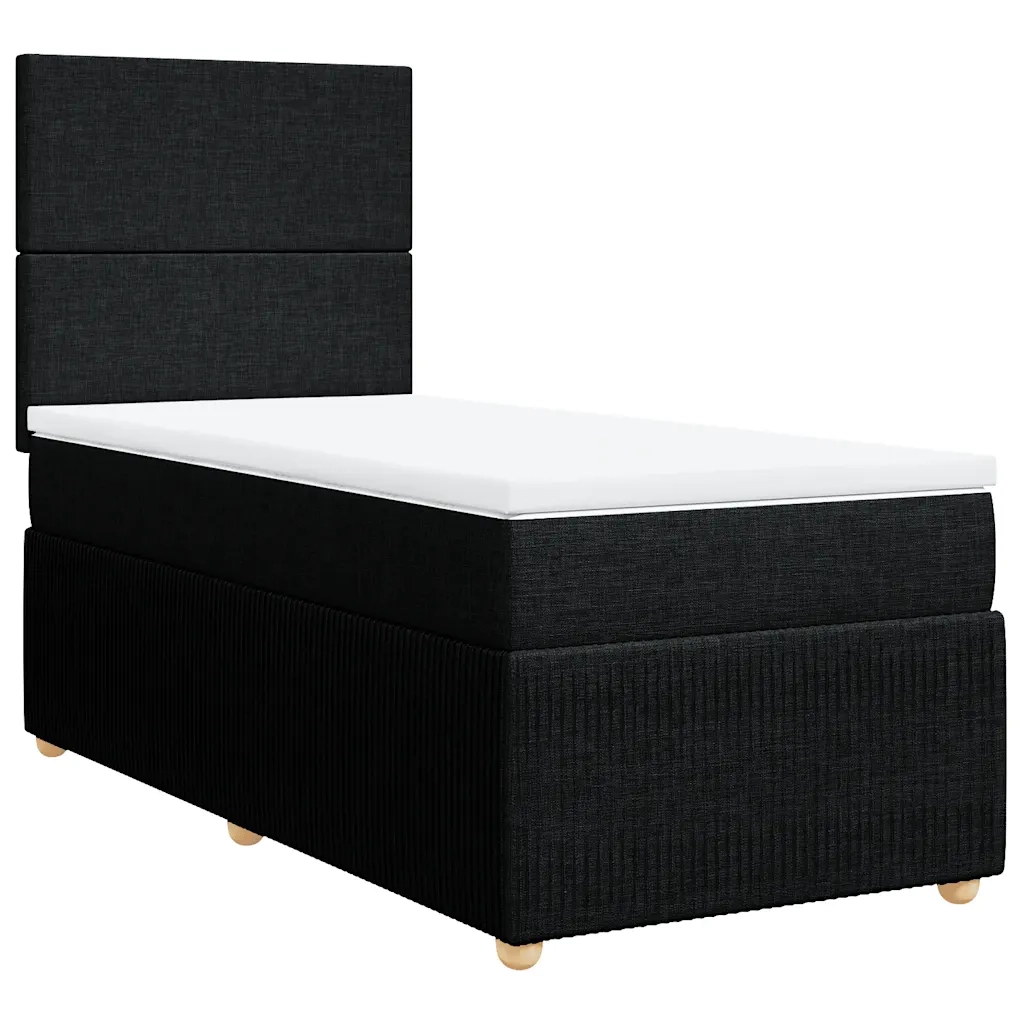 Giroletto a Molle con Materasso Nero 100x200 cm in Tessuto