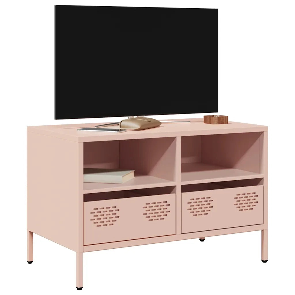 Mobile TV-Credenza per TV-Console TV Rosa 68x39x43,5cm in Acciaio Laminato a Freddo 862062