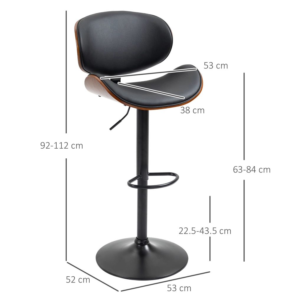 SGABELLO ALTO Set da 2 pezzi regolabile 53x52x92-112 cm Nero in pelle