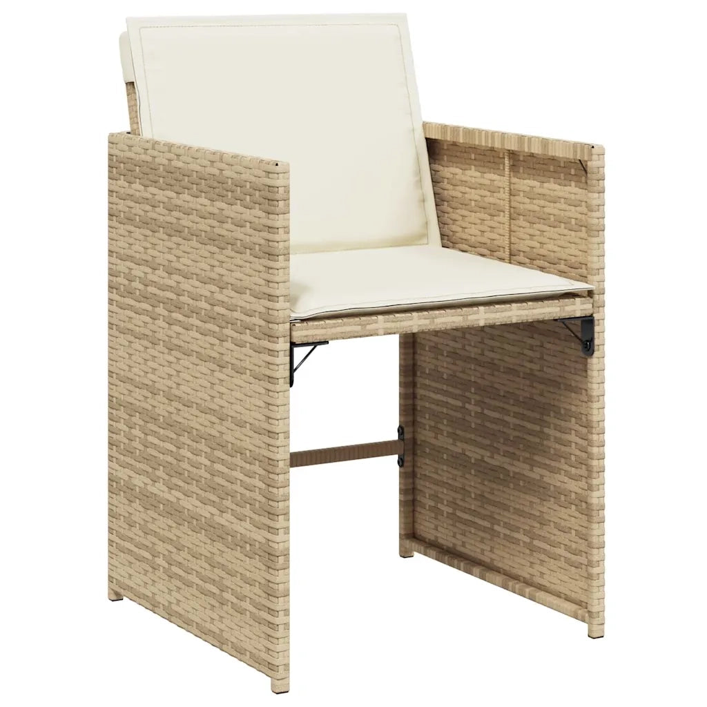 Set da Pranzo da Giardino 15 pz con Cuscini Beige in Polyrattan 3211234