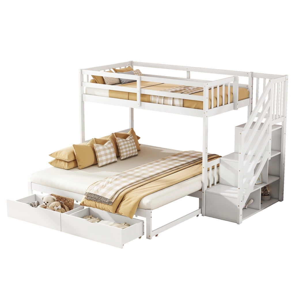 LETTO a castello 90x200 cm con letto estraibile, 2 cassetti, bianco