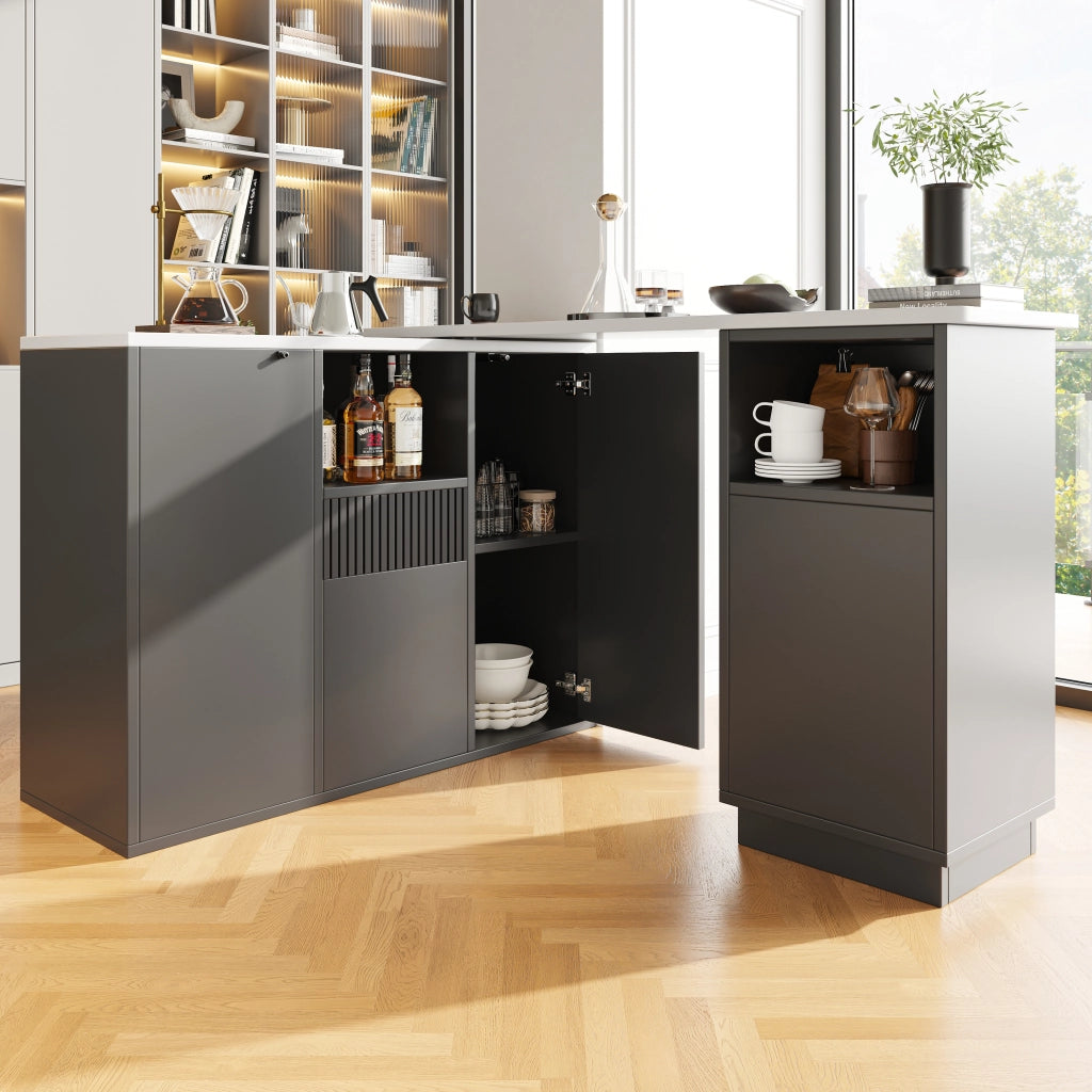 TAVOLO BAR Girevole 210x30x100,9 cm Nero in MDF