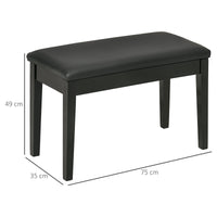 Sgabello per Pianoforte con Contenitore 75x35x49cm  in Legno e Finta Pelle Nero