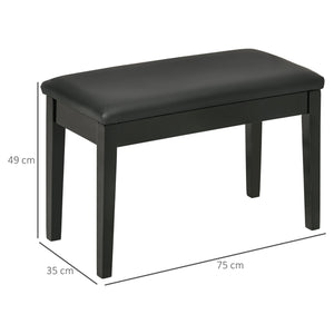 Sgabello per Pianoforte con Contenitore 75x35x49cm  in Legno e Finta Pelle Nero
