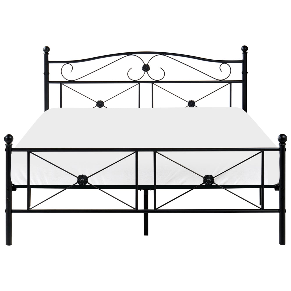 Letto matrimoniale 140 x 200 cm Rete a doghe con struttura in metallo Nero Retro