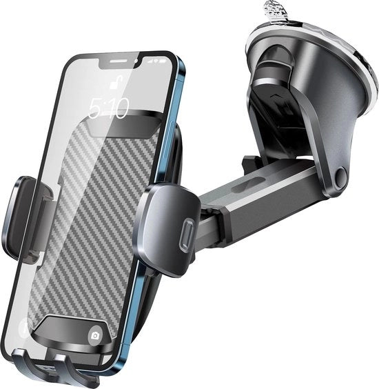 Sostegno per smartphone, per auto, grande aderenza, chiusura per cruscotto/parabrezza/bureau, rotazione 360 gradi, universale per iPhone 15 Pro Max/iPhone 14 Pro Max/Samsung e altri dispositivi