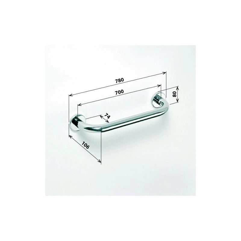 Maniglione doccia HELP 700 in acciaio spazzolato 78x8x10,6cm