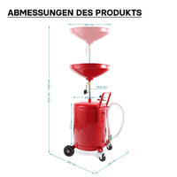 Recuperatore olio esausto 80 litri altezza regolabile 122-168cm Raccoglitore olio esausto