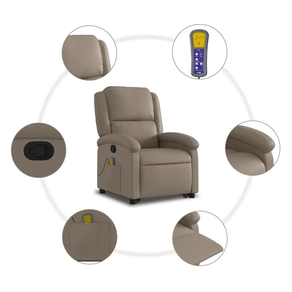 Poltrona Alzapersone Massaggi Reclinabile Cappuccino Similpelle 3204239