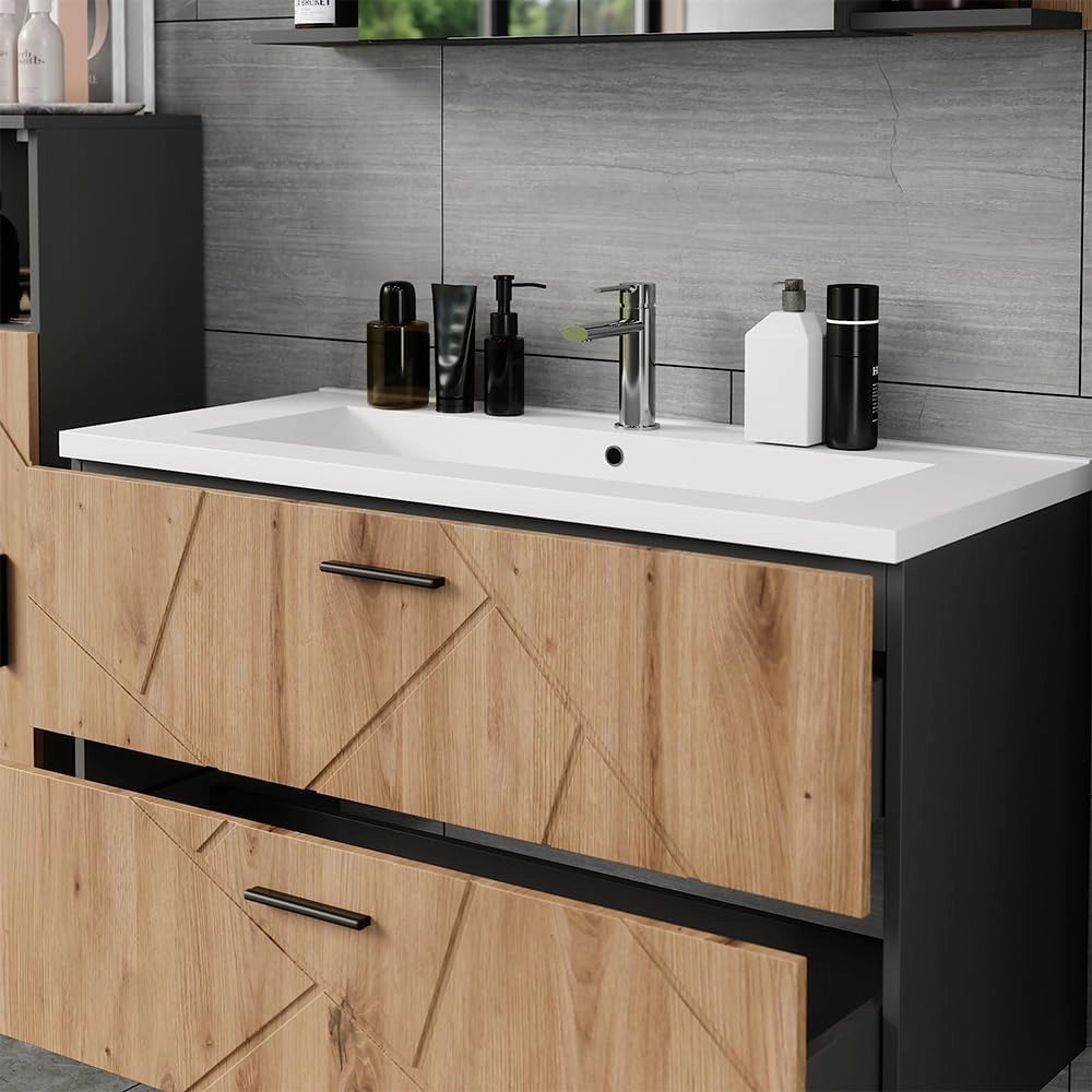 Set di mobili da bagno Irma, Antracite/Artisan, 2 parti