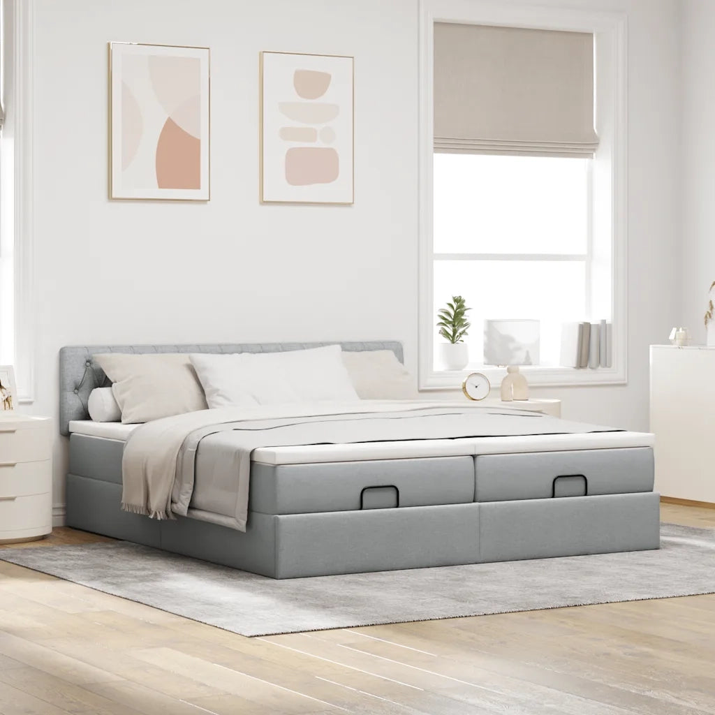 Struttura Letto Pouf con Materassi 180x200 cm in Tessuto