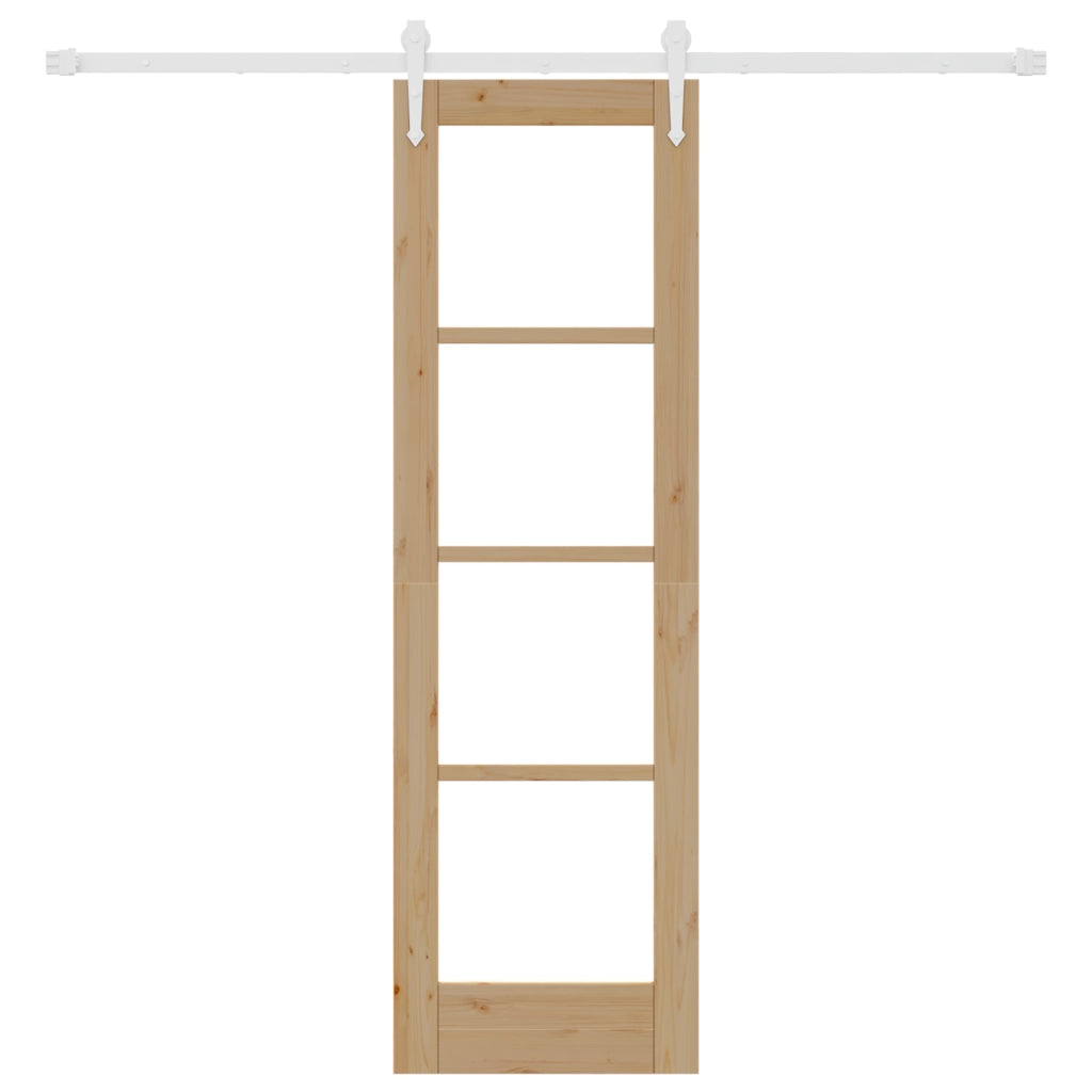 Porta Scorrevole  con Set Hardware 61x198.5 cm Legno Massiccio in Pino