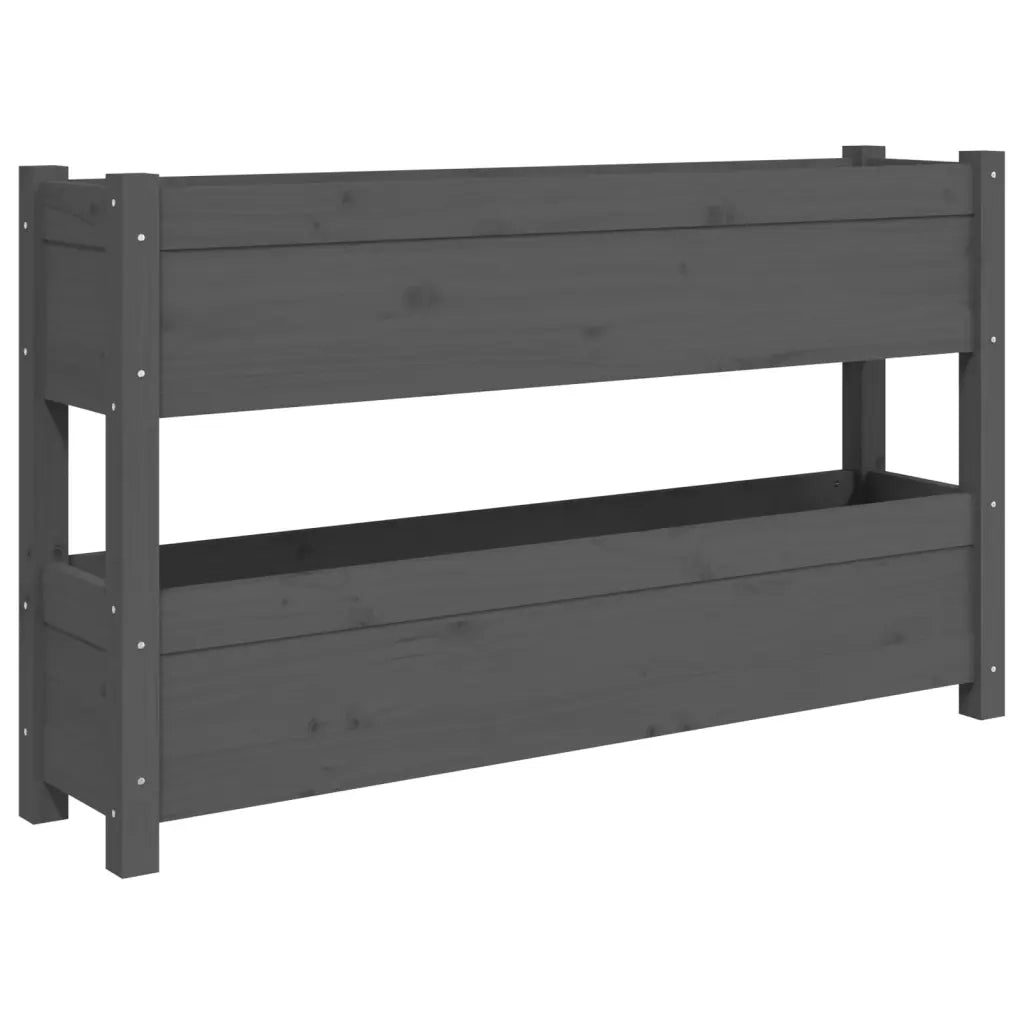 Fioriera Grigia 112x25x66 cm in Legno Massello di Pino 823929