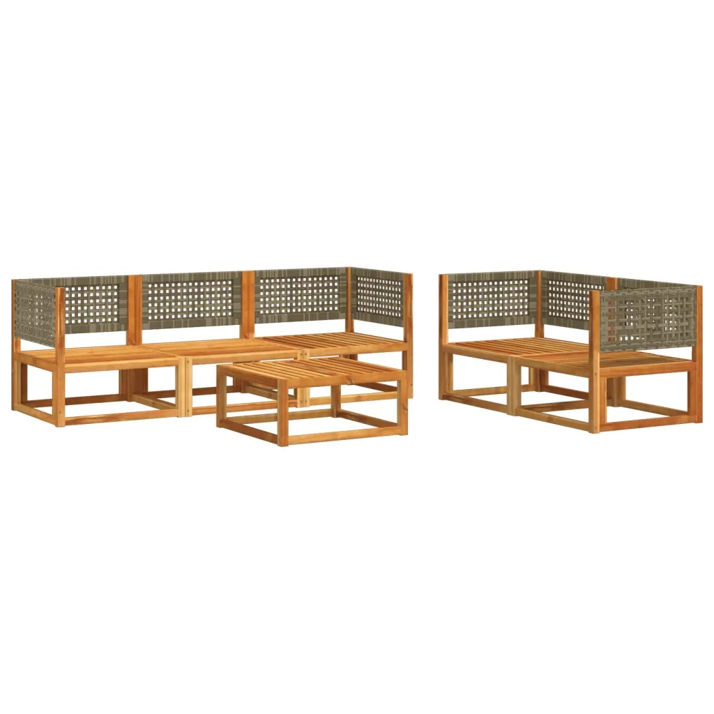 Set di divani da giardino 6 pezzi con cuscini in legno di acacia e rattan