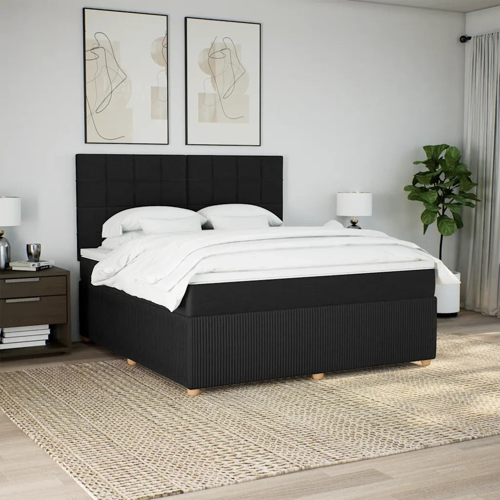 Giroletto a Molle con Materasso Nero 180x200 cm in Tessuto